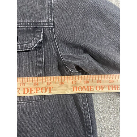 Cisos Jean Jacket Womens UK4 (us 7/9) Black Trucker Heavy Denim Button Front EUC - Picture 9 of 11
